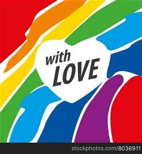 logo heart and rainbow. Rainbow heart. Conceptual design for gay and lesbian support symbol. LGBT theme. Vector illustration.