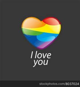 logo heart and rainbow. Rainbow heart. Conceptual design for gay and lesbian support symbol. LGBT theme. Vector illustration.