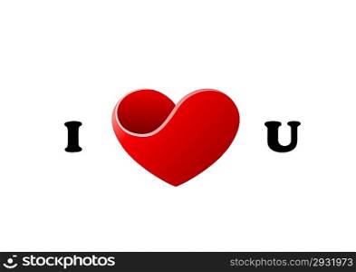 Logo Heart. I Love U. St. Valentines day creative greeting card concept. Vector.