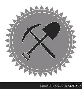 logo icon digger, pick and shovel, seekers of treasure, vector