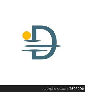 Logo icon Letter D with sunset icon design illustration