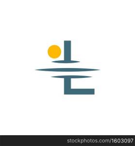 Logo icon Letter L with sunset icon design illustration