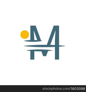 Logo icon Letter M with sunset icon design illustration