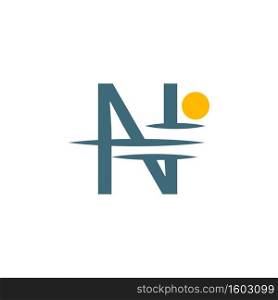 Logo icon Letter N with sunset icon design illustration
