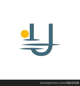 Logo icon Letter U with sunset icon design illustration