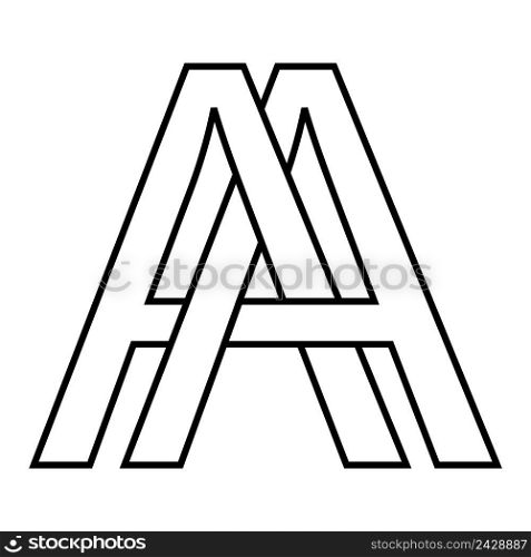 Logo icon sign two interlaced letters A, vector logo first capital letters pattern alphabet AA