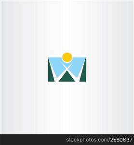 logo letter w mountain and sun icon design