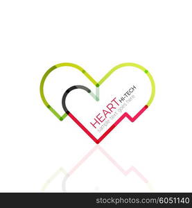 Logo love heart, abstract vector linear geometric business icon