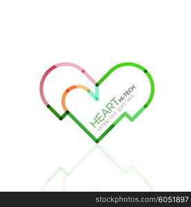 Logo love heart, abstract vector linear geometric business icon