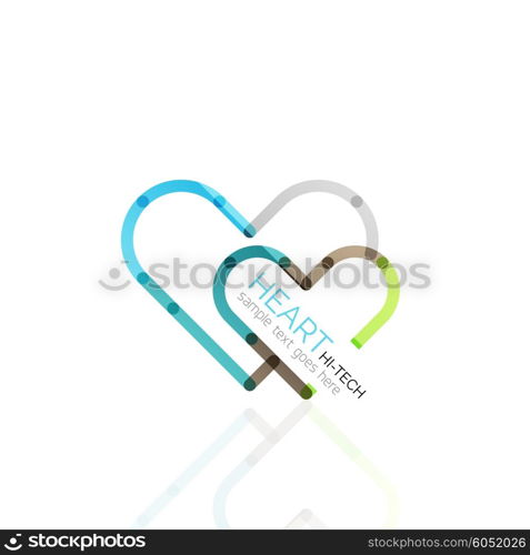 Logo love heart, abstract vector linear geometric business icon