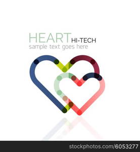 Logo love heart, abstract vector linear geometric business icon