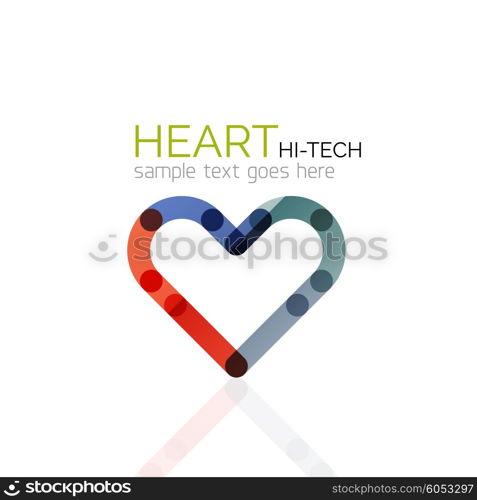 Logo love heart, abstract vector linear geometric business icon