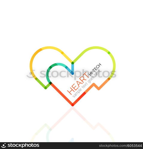 Logo love heart, abstract vector linear geometric business icon