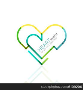 Logo love heart, abstract vector linear geometric business icon