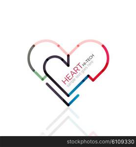 Logo love heart, abstract vector linear geometric business icon