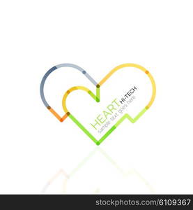 Logo love heart, abstract vector linear geometric business icon