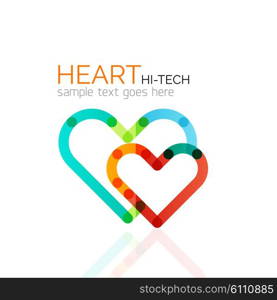 Logo love heart, abstract vector linear geometric business icon