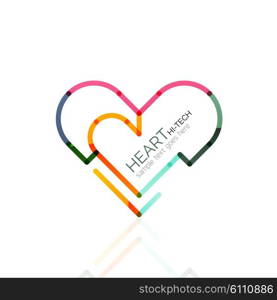 Logo love heart, abstract vector linear geometric business icon