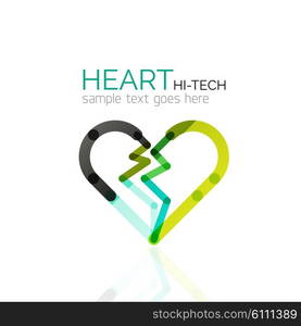 Logo love heart, abstract vector linear geometric business icon