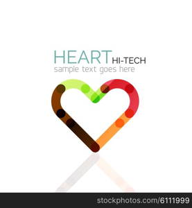 Logo love heart, abstract vector linear geometric business icon