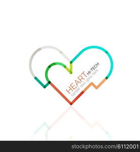 Logo love heart, abstract vector linear geometric business icon