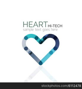 Logo love heart, abstract vector linear geometric business icon