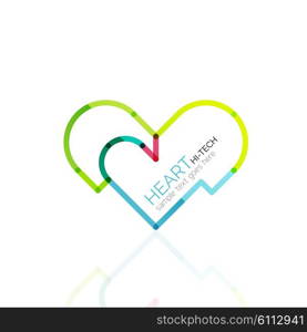 Logo love heart, abstract vector linear geometric business icon