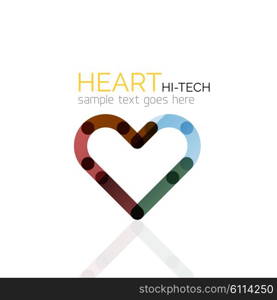 Logo love heart, abstract vector linear geometric business icon