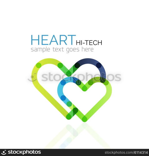 Logo love heart, abstract vector linear geometric business icon