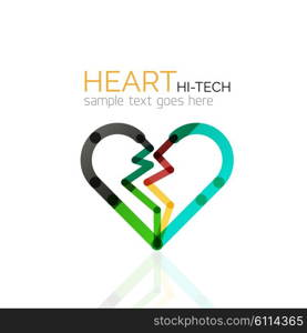 Logo love heart, abstract vector linear geometric business icon