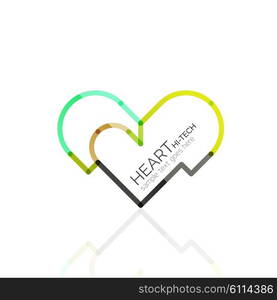 Logo love heart, abstract vector linear geometric business icon