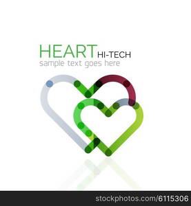 Logo love heart, abstract vector linear geometric business icon