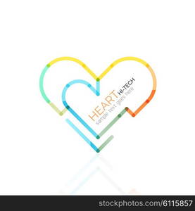 Logo love heart, abstract vector linear geometric business icon