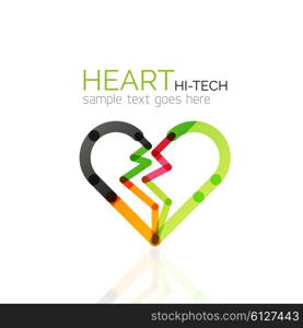 Logo love heart, abstract vector linear geometric business icon