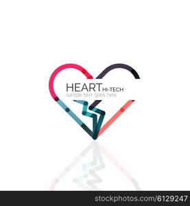 Logo love heart, abstract vector linear geometric business icon