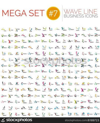 Logo mega collection, abstract geometric business icon set - wave lines