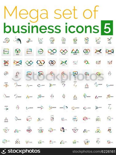 Logo mega collection - huge set of logotypes and branding emblems, business company identity icons. 100 vector corporate templates