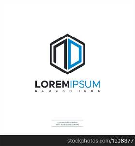 Logo ND Polygon geometric letter logo design vector. Hexagon logo concept for business Premium Design