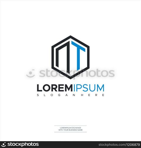 Logo NT Polygon geometric letter logo design vector. Hexagon logo concept for business Design