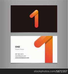 "Logo number "1", with business card template. Vector graphic design elements for company logo."