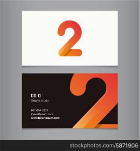 "Logo number "2", with business card template. Vector graphic design elements for company logo."