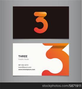 "Logo number "3", with business card template. Vector graphic design elements for company logo."