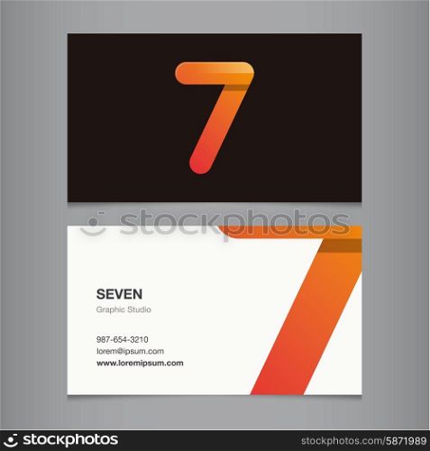 "Logo number "7", with business card template. Vector graphic design elements for company logo."