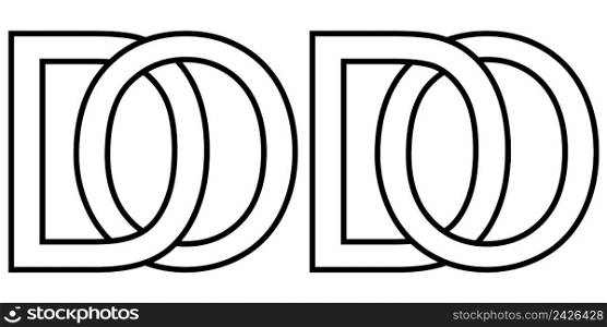 Logo od and do icon sign two interlaced letters O D, vector logo od do first capital letters pattern alphabet o d