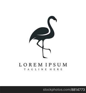 Logo of a long-legged bird or flamingo. Logo with lines, abstract and simple.