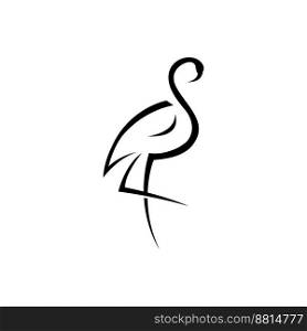 Logo of a long-legged bird or flamingo. Logo with lines, abstract and simple.