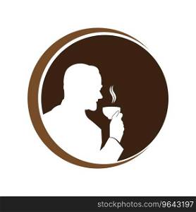 logo of a person drinking coffee,vector illustration symbol design
