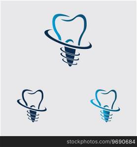logo of dental implant vector illustration design