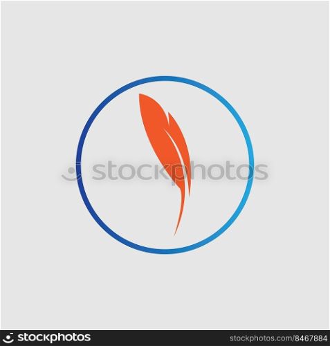 logo of feather vector illustration design on gray background