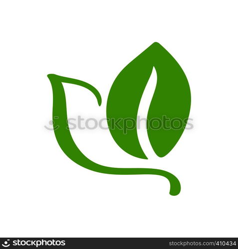 Logo of green leaf of tea. Ecology nature element vector icon organic. Eco vegan bio calligraphy hand drawn illustration.. Logo of green leaf of tea. Ecology nature element vector icon organic. Eco vegan bio calligraphy hand drawn illustration